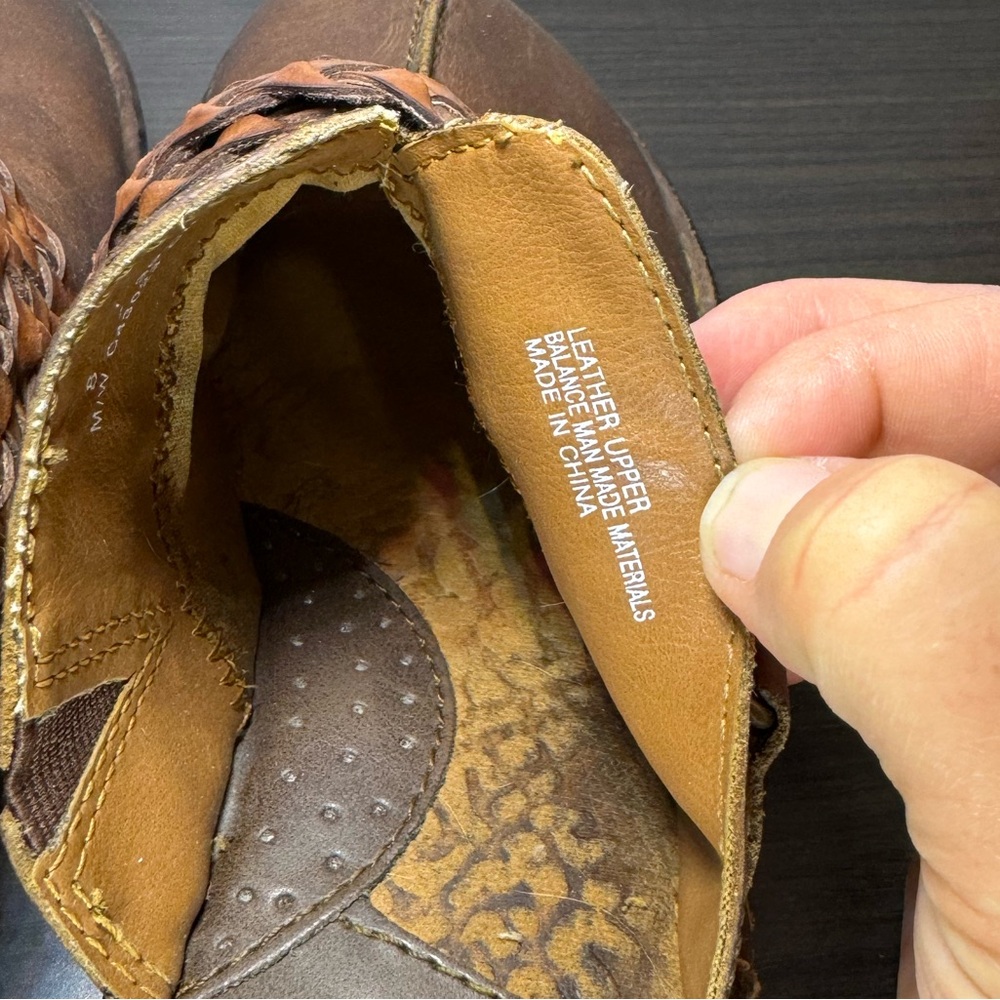 B.O.C Born Concept Western Brown Leather Mules Bohemian Clogs Size 8 - Picture 9 of 10